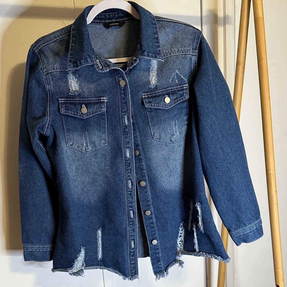 Denim Distressed Jacket size medium